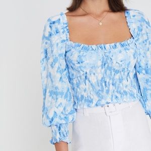 Faithfull The Brand blue floral blouse